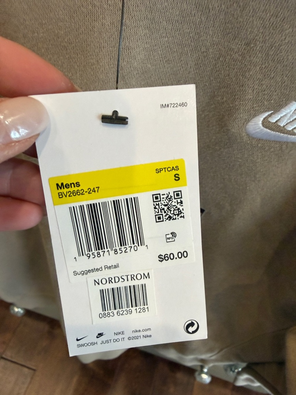 Nike Men’s Crewneck Sweatshirt - Taupe Beige - Picture 2 of 2